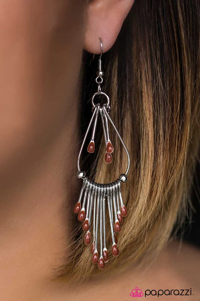 Paparazzi Earring ~ Painted Pony - Brown