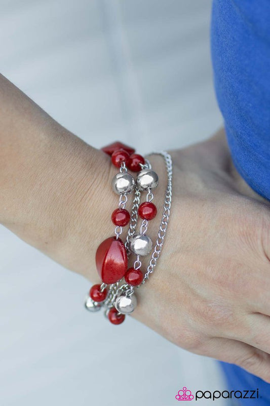 Paparazzi Bracelet ~ Jersey Girl - Red