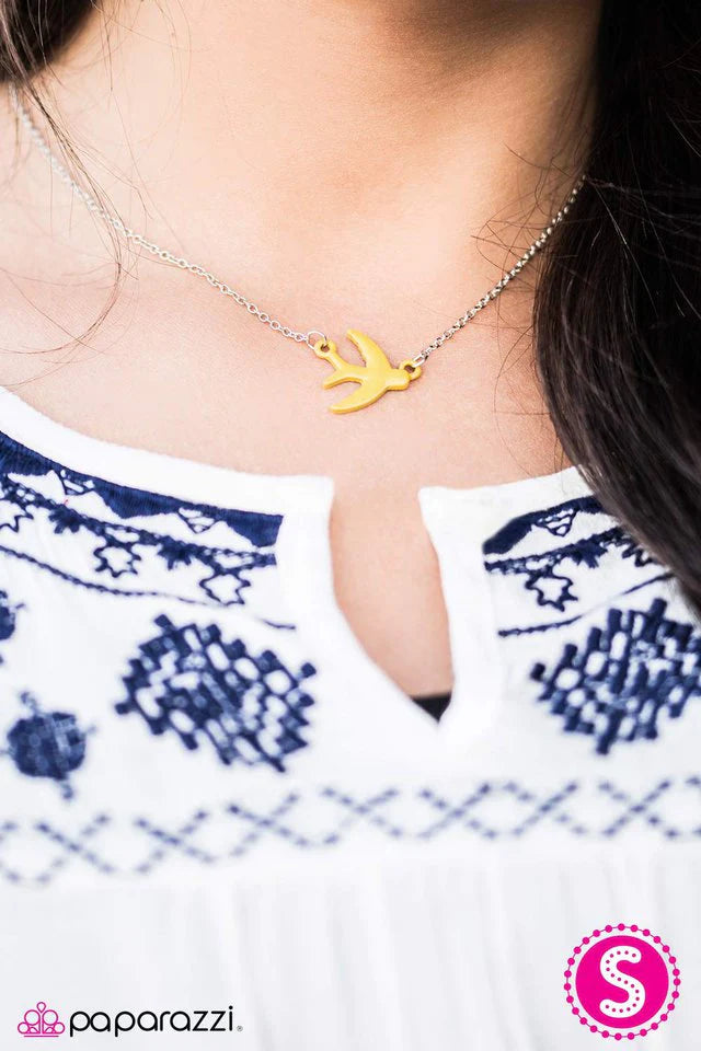 Paparazzi Necklace ~ Bird On A Wire - Yellow