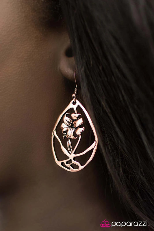 Paparazzi Earring ~ The Enchanted Rose - Copper