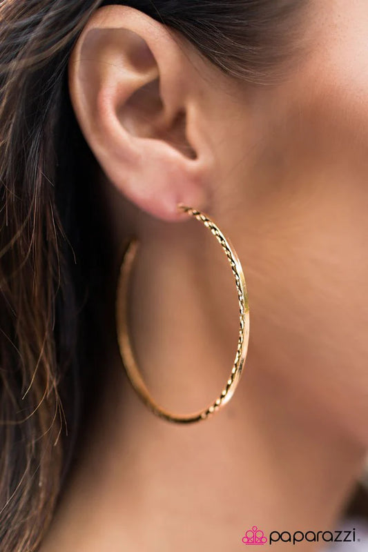 Paparazzi Earring ~ Western Diamondback - Gold