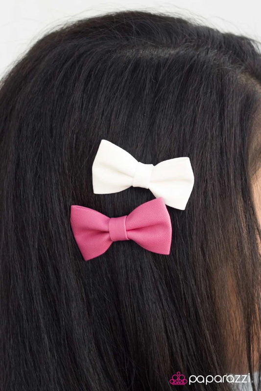 Paparazzi Hair Accessories ~ Double Trouble - Pink/White - Pink