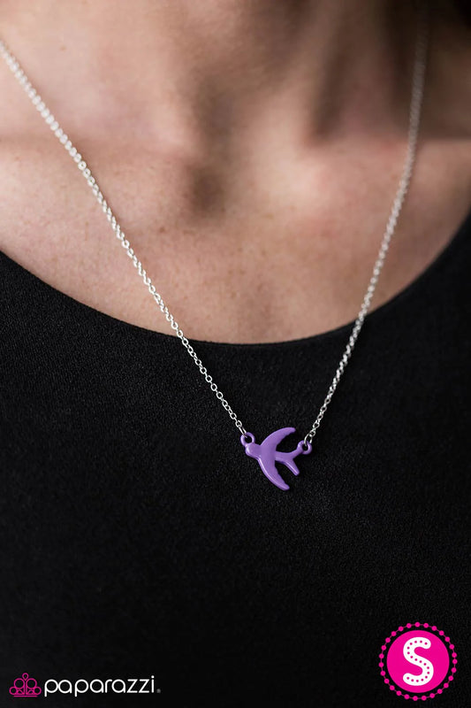 Paparazzi Necklace ~ Bird On A Wire - Purple