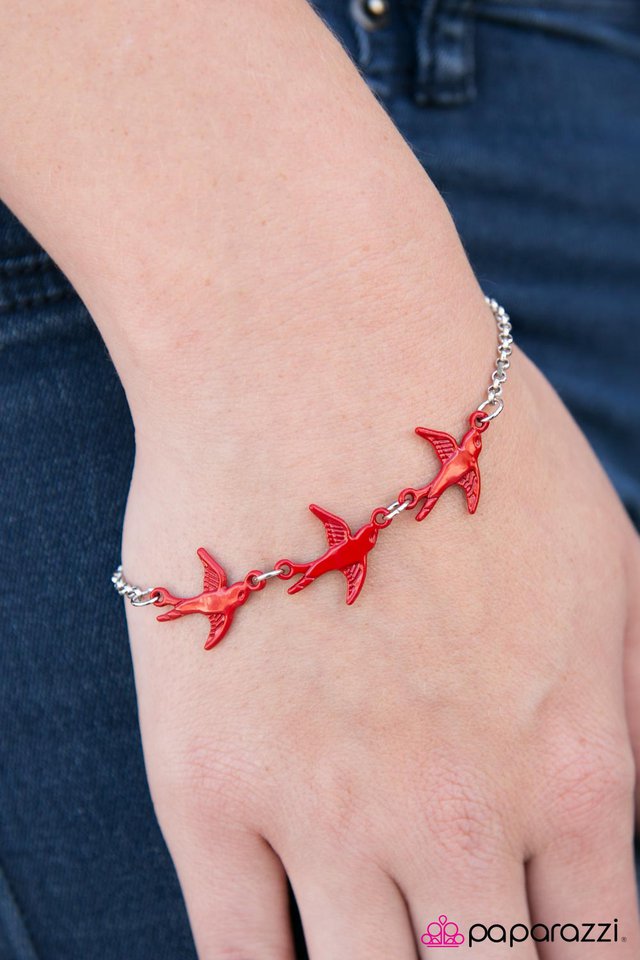 Pulsera Paparazzi ~ Soul Bird - Rojo