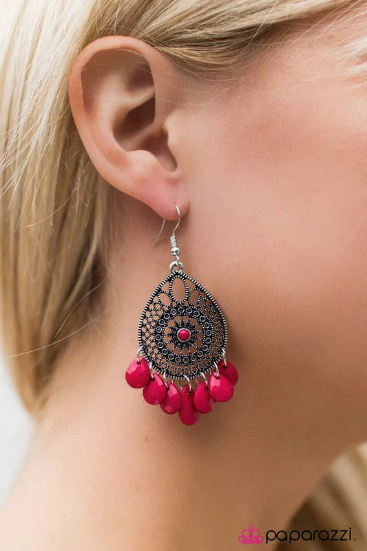 Paparazzi Earring ~ Take A Trip - Pink