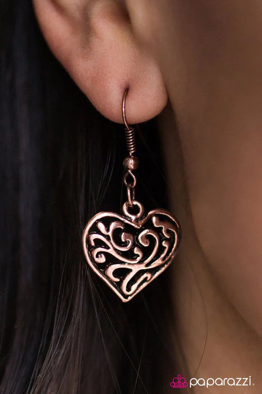 Paparazzi Earring ~ Fireheart - Copper
