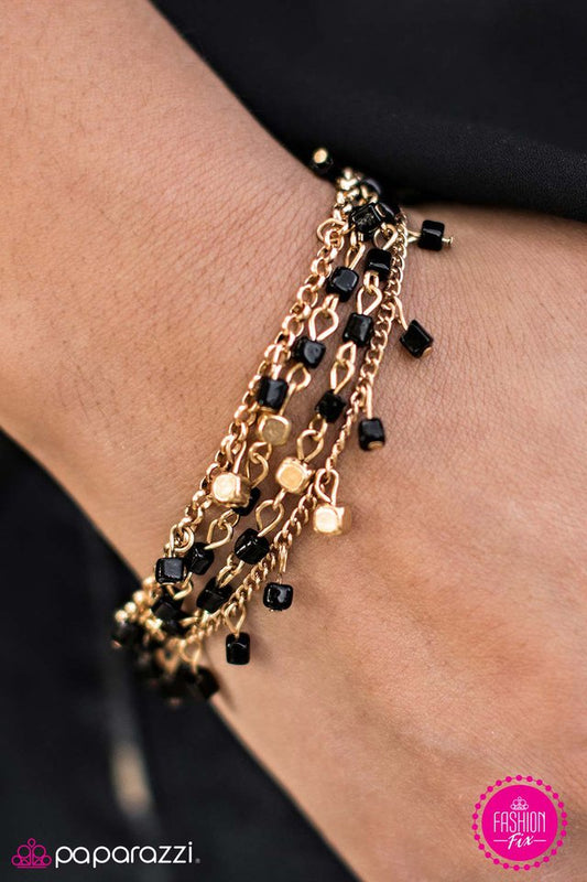 Pulsera Paparazzi ~ Bloque a bloque - Oro