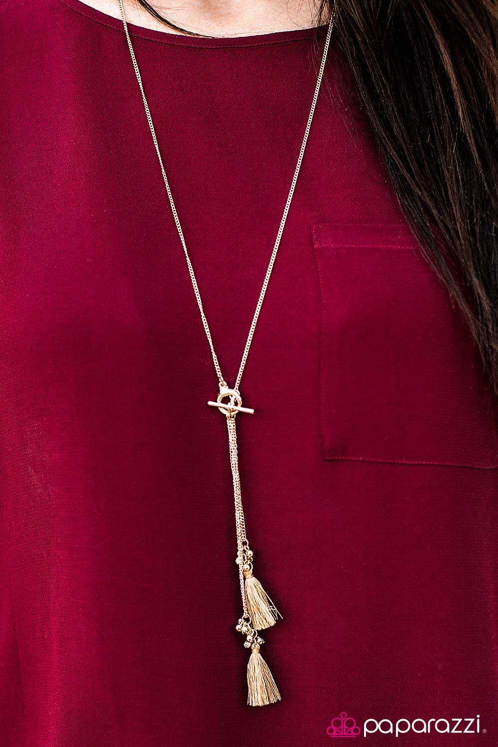 Paparazzi Necklace ~ The Tassel Train - Gold