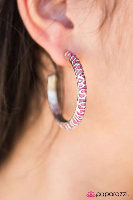 Paparazzi Earring ~ Colorful Chaos - Pink