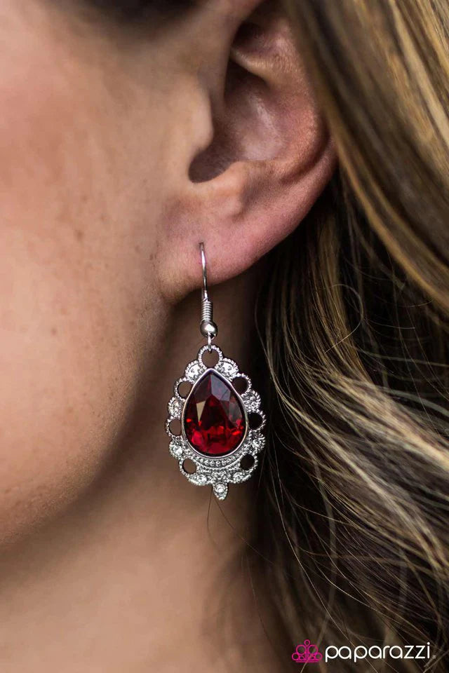 Paparazzi Earring ~ Classy Casanova - Red