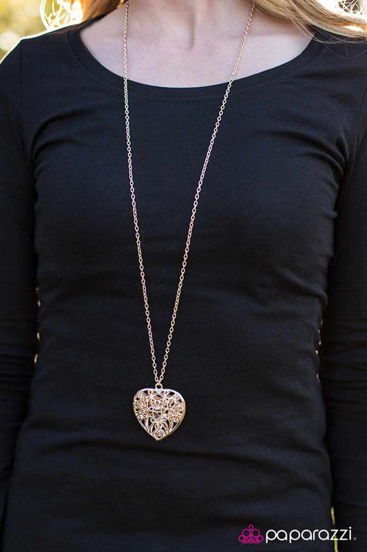 Paparazzi Necklace ~ Deep In My Heart - Rose Gold