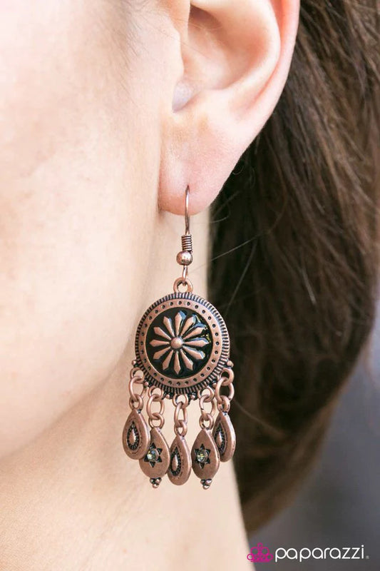 Paparazzi Earring ~ Once Upon A CHIME - Copper