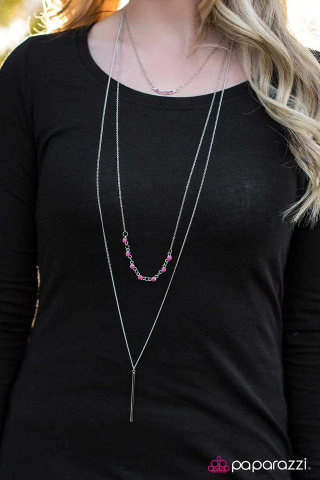 Paparazzi Necklace ~ Moonlight Stroll - Pink