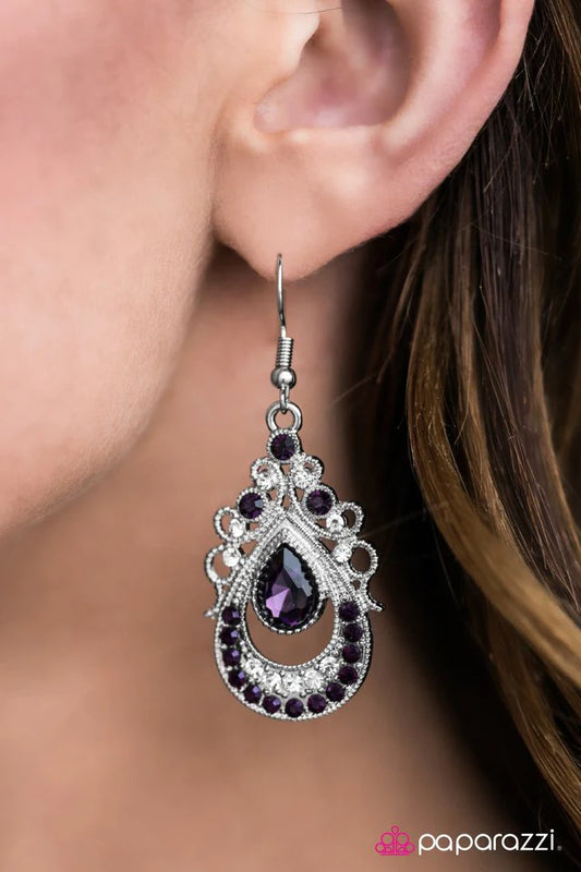 Paparazzi Earring ~ Teardrop Fantasies - Purple