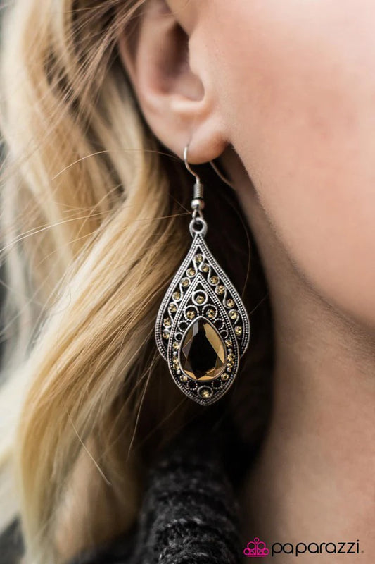 Pendiente Paparazzi ~ Locos años veinte - Marrón