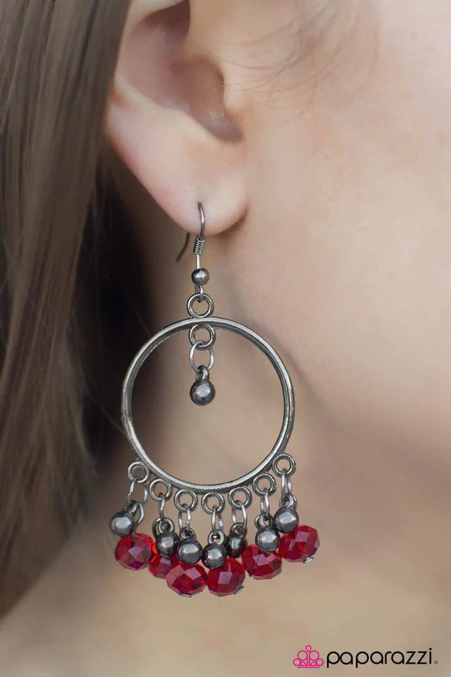 Paparazzi Earring ~ Twilight Zone - Red