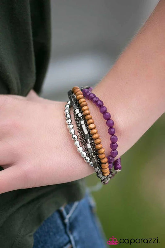 Paparazzi Bracelet ~ Just BEAD Happy - Purple