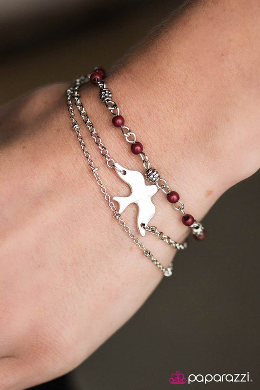 Paparazzi Bracelet ~ Learning to Fly - Red