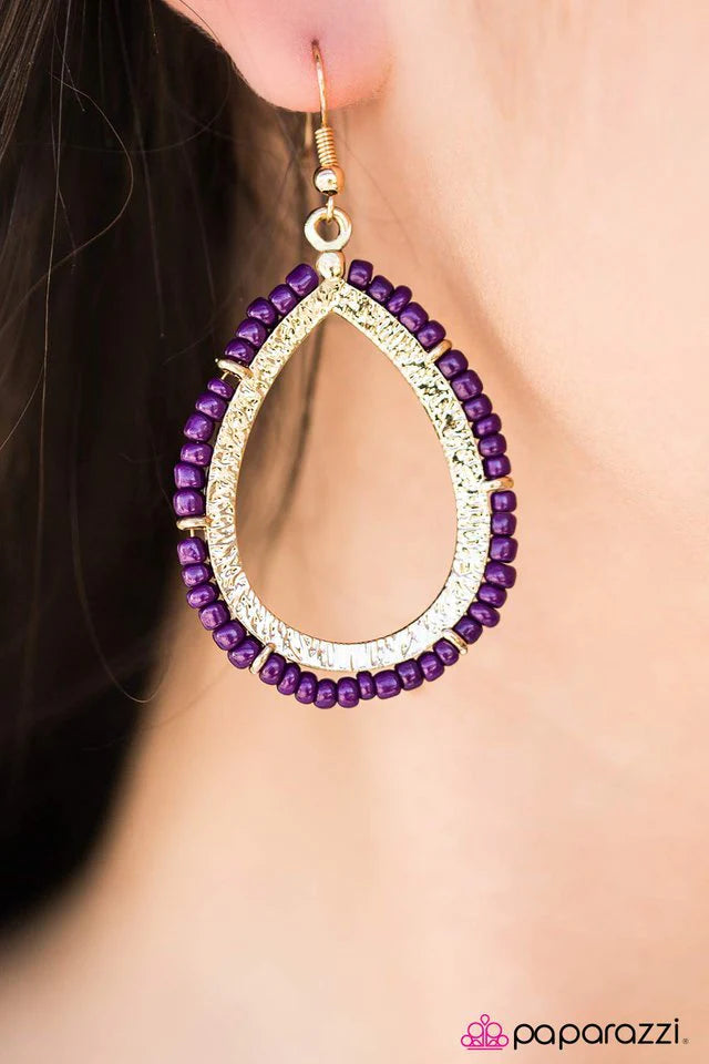 Paparazzi Earring ~ River Walk - Purple