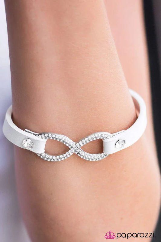 Paparazzi Bracelet ~ Innocent Till Proven GLITZY! - White