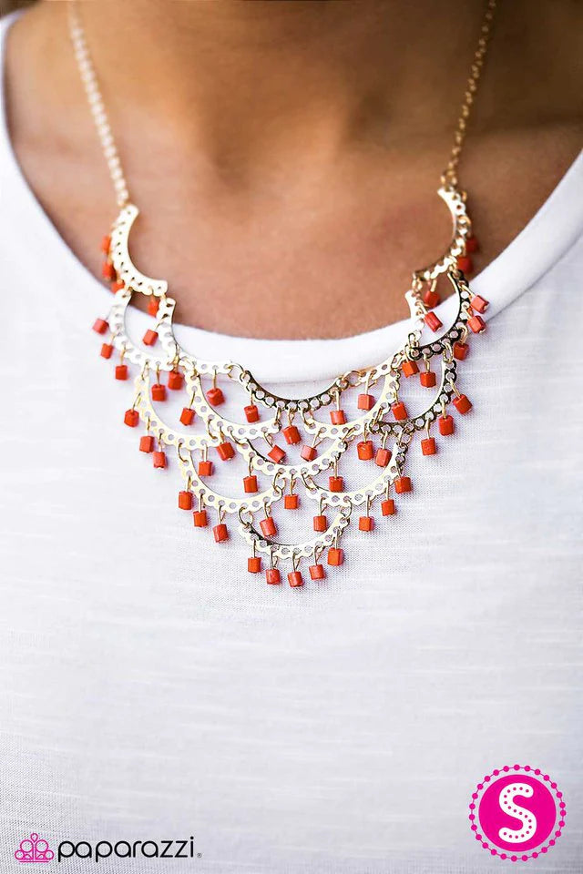 Collar Paparazzi ~ BLOCK Beauty - Naranja