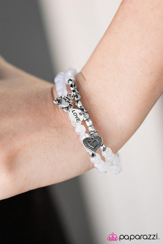 Paparazzi Bracelet ~ Choose Love - White