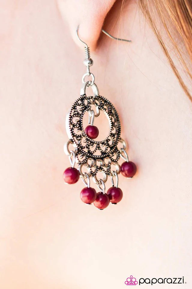 Paparazzi Earring ~ Seafront Property - Red