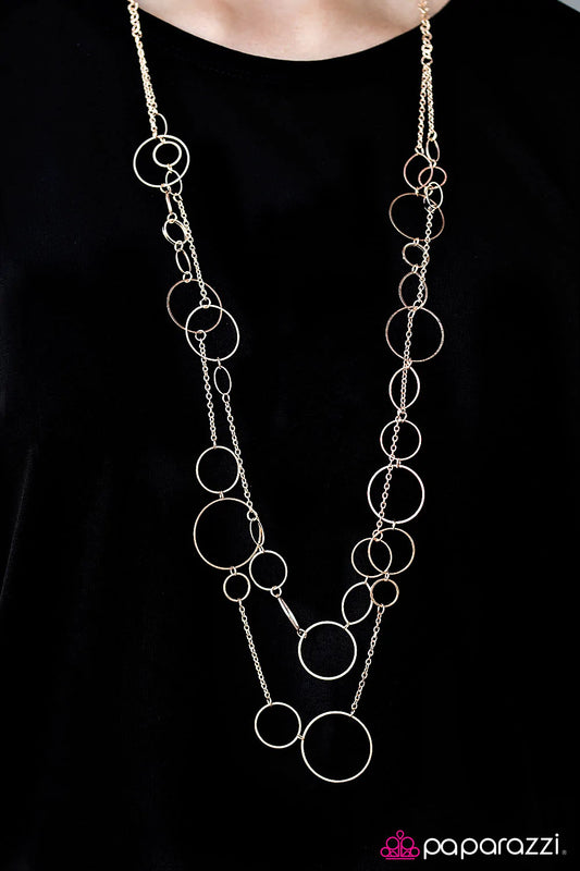 Paparazzi Necklace ~ This Party Is HOOP-ing! - Gold