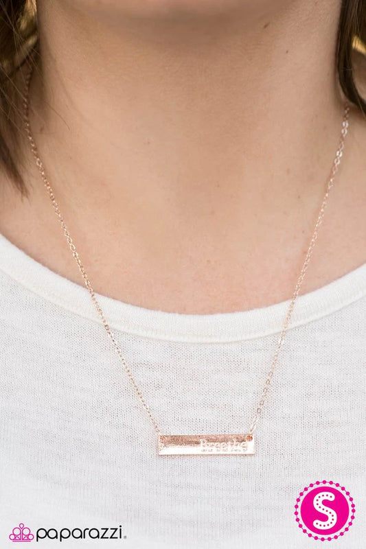 Paparazzi Necklace ~ Breathe In, Breathe Out - Rose Gold