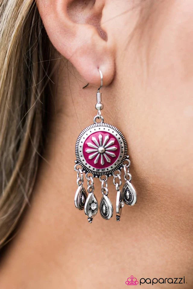 Paparazzi Earring ~ Once Upon A CHIME - Pink