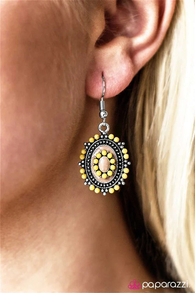 Paparazzi Earring ~ Garden Gate Glam - Yellow