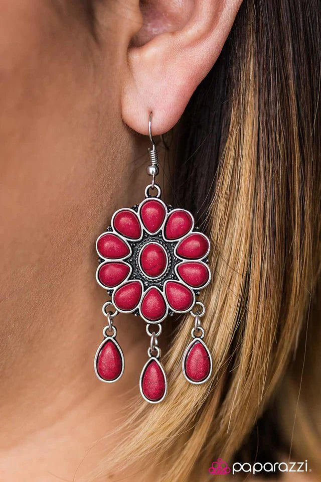 Pendiente Paparazzi ~ Stone Harmony - Rojo