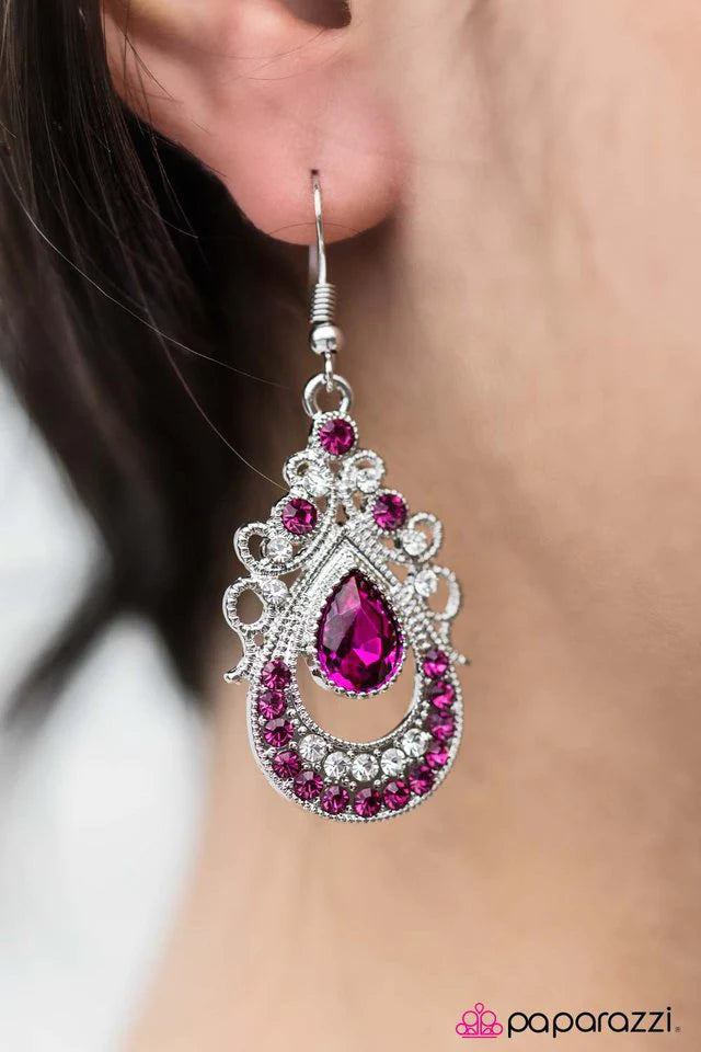 Paparazzi Earring ~ Teardrop Fantasies - Pink