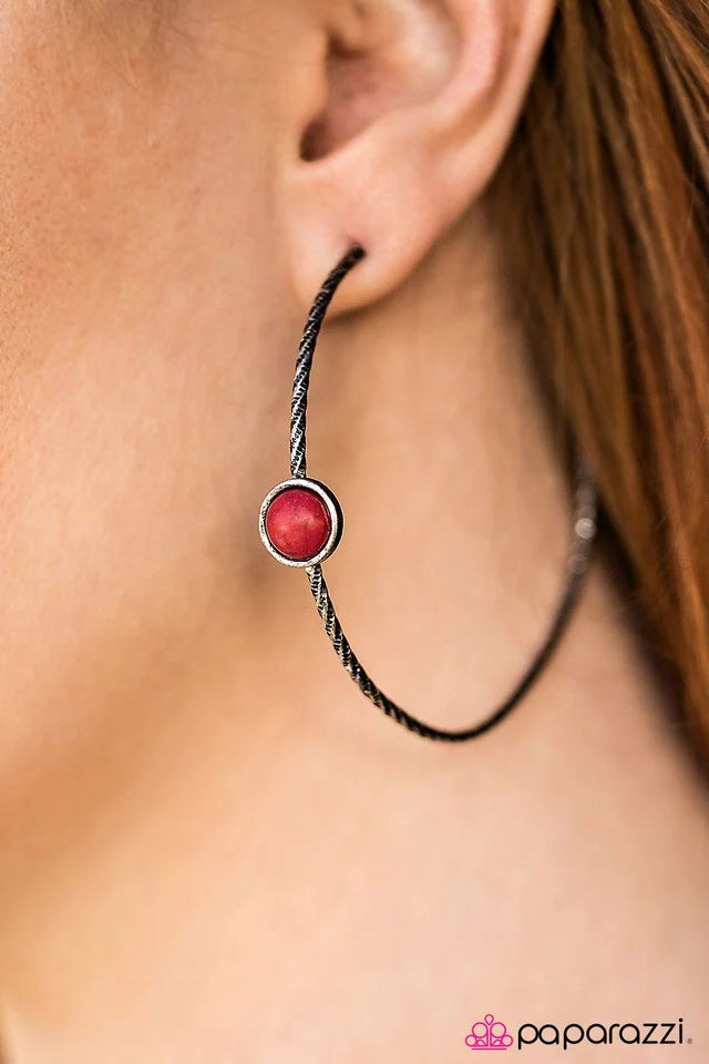 Paparazzi Earring ~ Treasure Seeker - Red