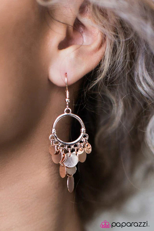 Paparazzi Earring ~ Sparkling Tide - Rose Gold