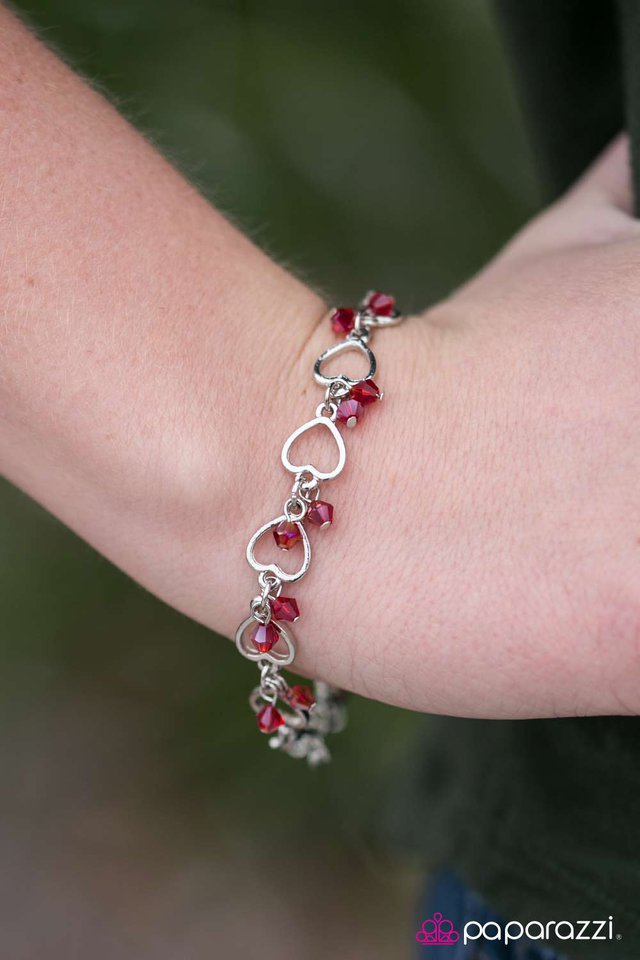 Paparazzi Bracelet ~ Tender Hearts - Red