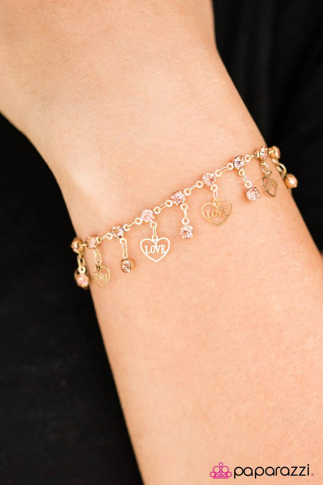 Paparazzi Bracelet ~ Valentine Wishes - Gold