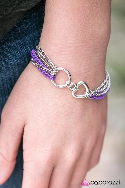 Paparazzi Bracelet ~ Heart Candy - Purple