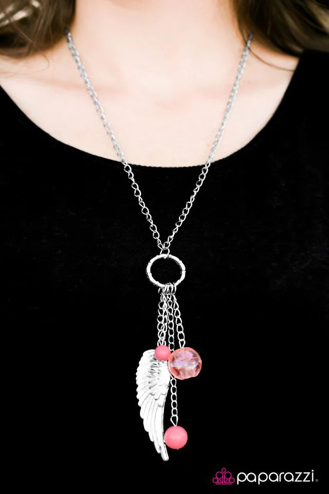 Paparazzi Necklace ~ On a Wing and a Prayer - Pink