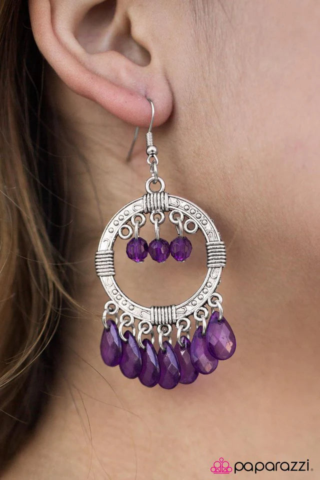 Paparazzi Earring ~ Cha-Cha-Cha - Purple