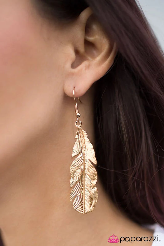 Paparazzi Earring ~ Bird of Prey - Gold