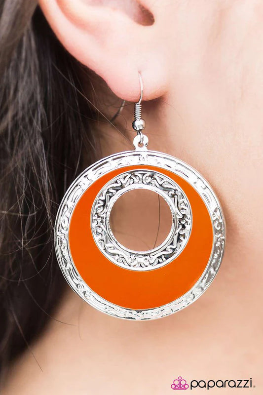 Paparazzi Earring ~ Night Owl - Orange