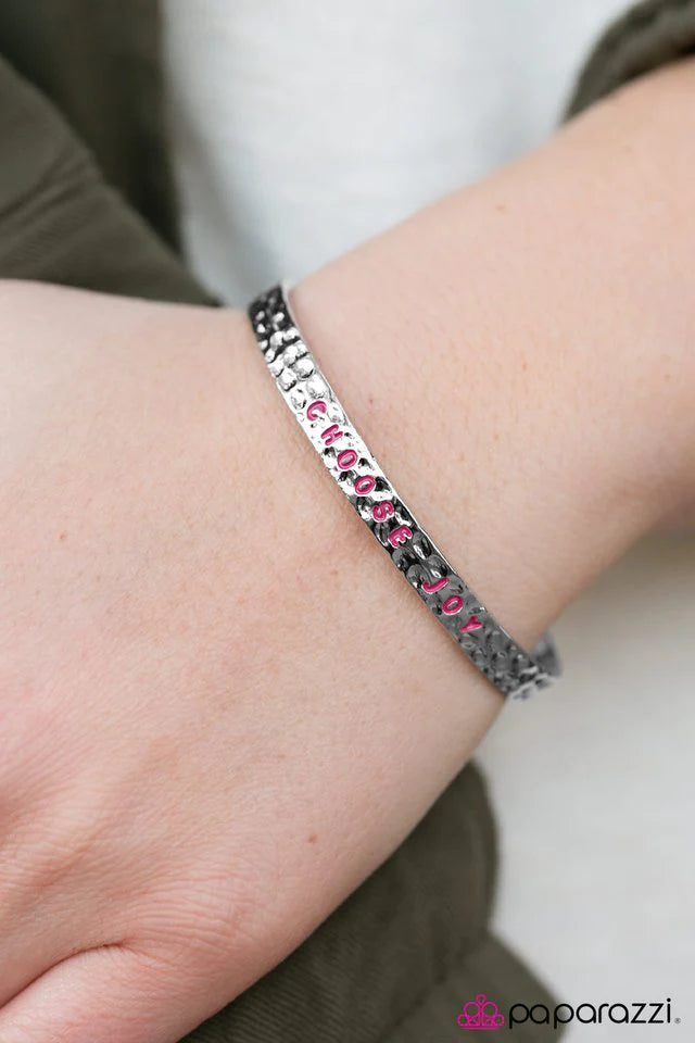 Paparazzi Bracelet ~ Choose Joy - Pink