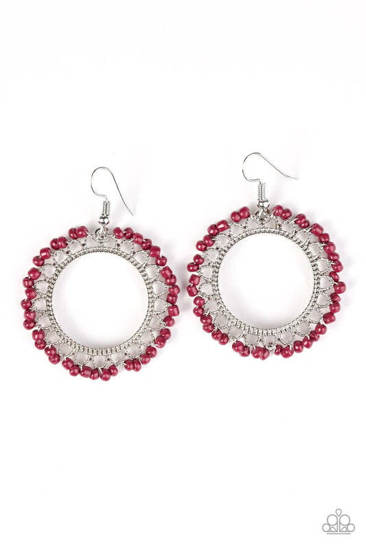 Paparazzi Earring ~ Shake That Tambourine - Pink