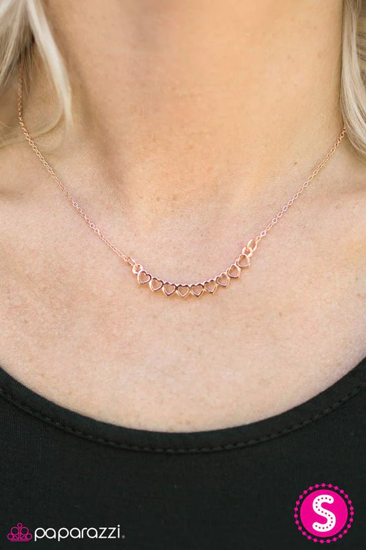 Paparazzi Necklace ~ First Crush - Rose Gold