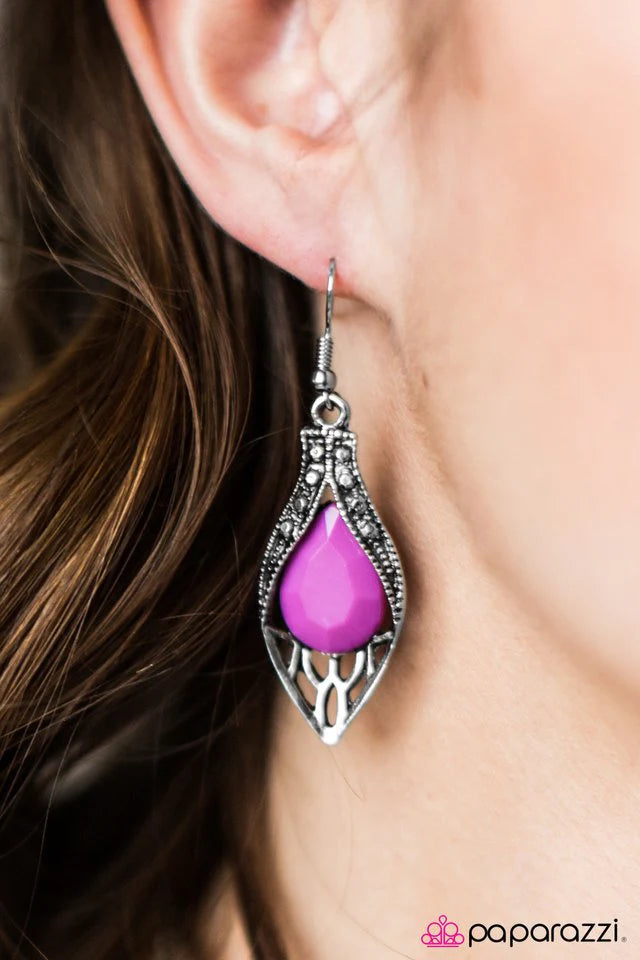 Paparazzi Earring ~ BRIGHT On Time - Purple