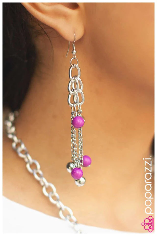 Paparazzi Earring ~ Ornately Orchid - Purple