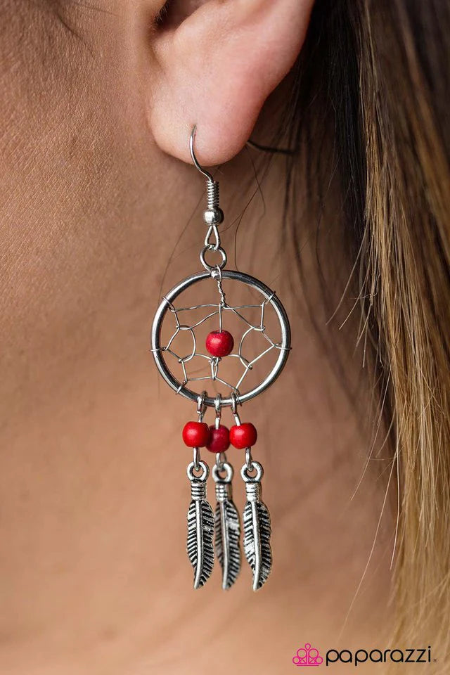 Paparazzi Earring ~ Desert Daze - Red