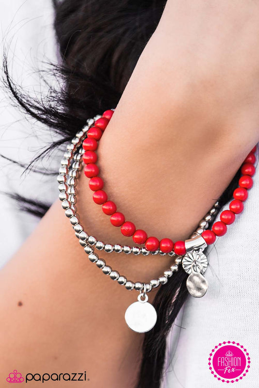 Pulsera Paparazzi ~ Bloom Out! - Roja