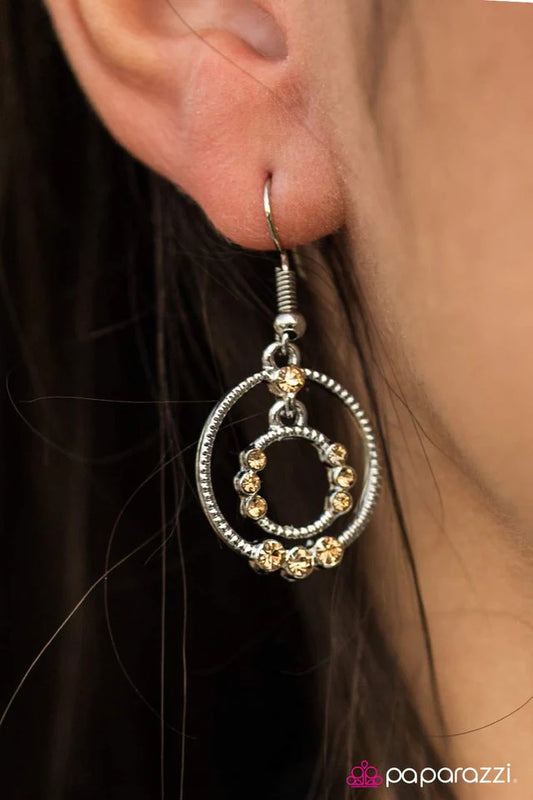 Paparazzi Earring ~ On The Bubble - Brown